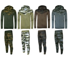Mens Tracksuit Set Fleece Hoodie Zip Up Hoody Jogging Bottom Joggers Gym Cotton