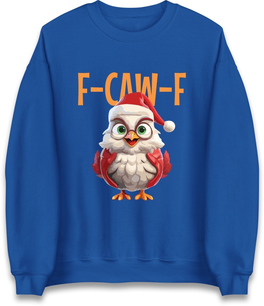 F-Caw-F Christmas Owl Jumper Festive Holiday Owl Sarcastic Xmas Gift Sweater Top