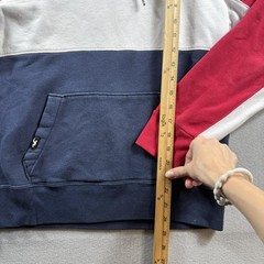 Hollister Hoodie Mens Small Red White Navy Colorblock Fleece 1/4 Zip Logo