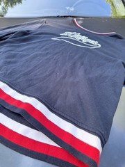Tommy Hilfiger Mens Pullover Sweatshirt Size L Large Navy Blue Red White Trim