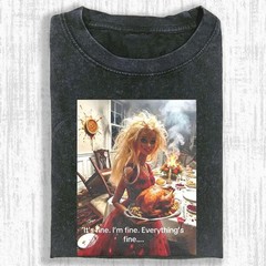 Funny Distressed Dolls Graphic Shirt, I”m Fine Tired Dolls Everything Is Fine Hu