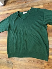 VTG 60s 70s Creslan Rayon Vneck Sweater USA Made Size Xl Green
