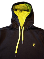 Men’s Fila Sport Pop black kangaroo pocket microfiber body mesh hood hoodie sz S