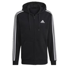 adidas men Essentials Fleece 3-Stripes Full-Zip Hoodie GK9051