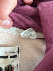 Triple Five Soul Hoodie Men XL Maroon Beige Striped Wolf Print Hooded Sweatshirt
