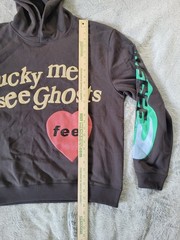 Kanye West Unisex Medium Lucky Me I See Ghosts Puff Letter Gry Hoodie Kid Kudi