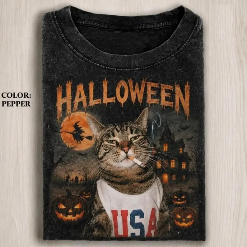 Funny Halloween Cat Shirt, Funny Boo Cat Graphic Tee