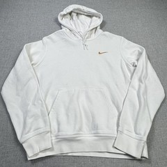 Nike Hoodie Mens M White Pullover Hooded Pockets Lined Heavyweight Fleece Logo