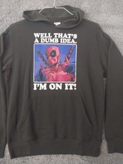 Deadpool “Well That’s A Dumb Idea” Mens XS Graphic Print Pullover Hoodie -Pocket