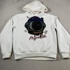 Rockstar Original Hoodie Mens Large White Astronaut Bedazzled Sweatshirt FLAWS
