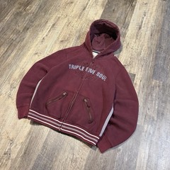 Vintage Triple Five Soul Red Zip Up Hoodie M Faded RARE Details