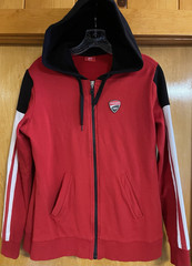 DUCATI CORSE Mens M Hoodie Full Zip Front Track Jacket, Sweat Jacket Red & Black