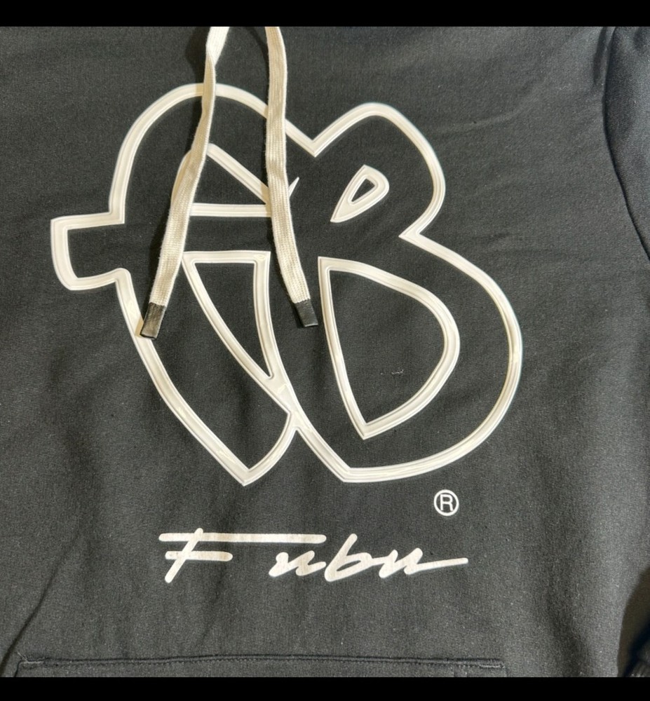 FUBU Hoodie Black White Logo Spell Out Hooded Sweatshirt Mens 3XL NWOT