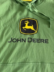 New JOHN DEERE Hoodie Size Large Big Logo Green Yellow Workwear Sweatshirt