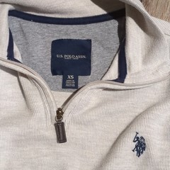 U.S. Polo Assn. Men’s XS Beige 1/4 Zip Mock Neck Embroidered Logo Sweatshirt