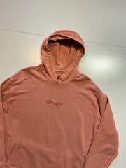 Zanerobe Embroidered Box Logo Coral Pink Salmon Terry Fleece Pullover Hoodie SM