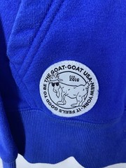 Goat USA Hoodie Mens Medium Blue Heavyweight Pocket USA Flag Logo Sweater