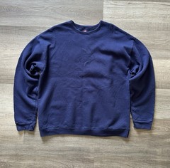 Hanes Premium Navy Blue Crewneck Sweatshirt Blank Fleece Pullover Men’s L