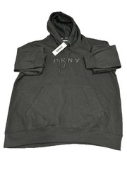 DKNY Hoodie Mens Larger Black Fleece Long Sleeves Hooded Sweatshirt Pullover NWT