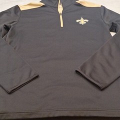 NFL Team Apparel Saints Black Gold Quarter Zip Football New Orleans Mens Med