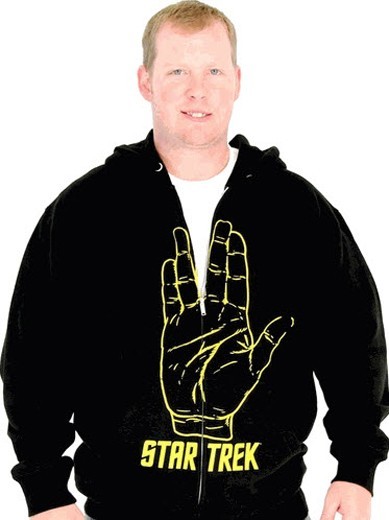 Adult Star Trek Spock Vulcan Salute Hand Live Long and Prosper Hooded Sweatshirt