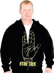 Adult Star Trek Spock Vulcan Salute Hand Live Long and Prosper Hooded Sweatshirt