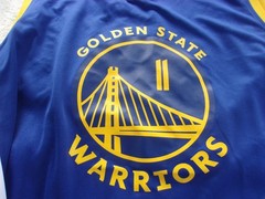 NWOT Fanatics basketball jersey, men’s M, blue, Warriors, #11, Thompson, NBA