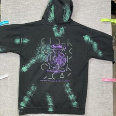 CLOAK Hidden In Plain Sight Graphic Hoodie Mens Unisex XL Black Bleach Wash