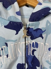 Named Collective “Unrealistic Ideals” Camo Zip Hoodie Blue Cyber Y2K Streetwear