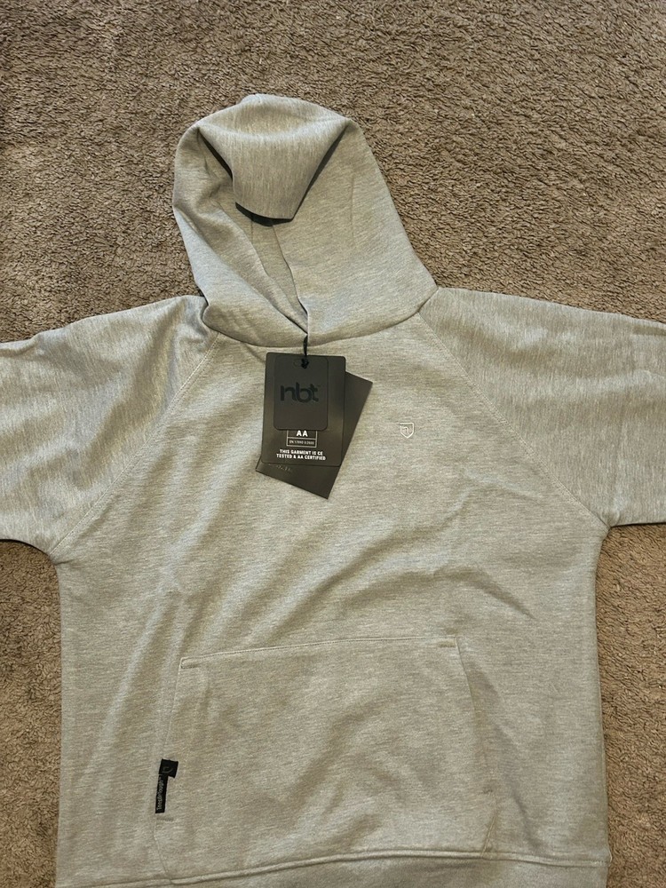 NBT Clothing Men’s Gray Pullover Fleece Body Guard Hoodie Pockets Heavyweight L