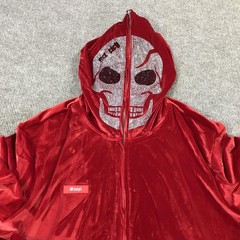 Guapi Hoodie Mens XL Red Velvet Skull Rhinestone Full Zip Limited Edition Jacket