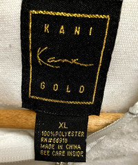 Karl Kani Gold White Hoodie Full Zip Front Studded Skull Back Size XL Vintage Y2