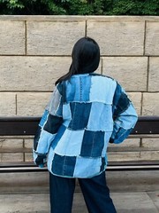 Denim Patchwork Pullover – Handmade, Long Sleeve, Perfect for Spring and Summer