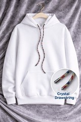 White Adults Pullover Hoodie Sweatshirt Red White and Blue Crystal Drawstring