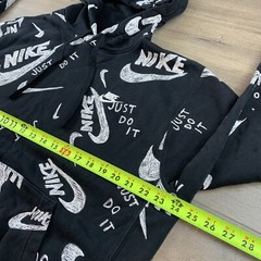 Nike Sportswear Club Hoodie Drawn Logo All Over Print Men’s Large Black/White