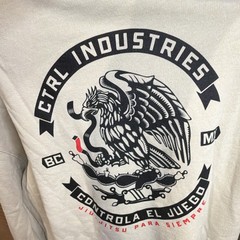Champion Beige Pullover Hoodie CTRL Industries Graphic Logo Print Men’s XL