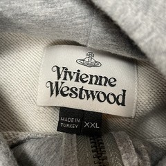 Vivienne Westwood Hoodie Zip Up Grey White Orb Logo Sweatshirt Turtle Stripe XXL