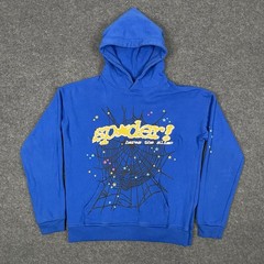 Sp5der TC Blue Web Hoodie Mens M Blue Young Thug Streetwear Hip Hop