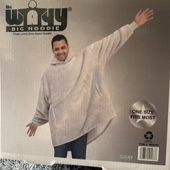 The Wayy Big Hoodie One Size Fits Most Wearable Blanket Unisex, Gray, New