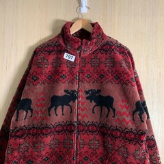 For Seasons Sweater Adult Size Large Red Long Sleeve Men’s Fleece Zip Up