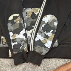 Triple Five Soul Camo Hoodie Mens XXL Black Quilted Patches Skater Style Army