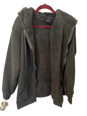 H L SHERPA LINED ZIP FRONT BLACK HOODIE SIZE XL UNISEX NWT