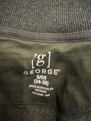 George Men’s Green 1/4 Zip Knit Sweatshirt Solid Long Sleeve Size S Regular