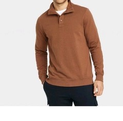 Men’s Regular Fit High Neck Pullover Sweatshirt Goodfellow & Co Brown Size S