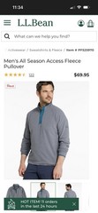 llbean Men’s All Season Access Fleece Pullover M Green New