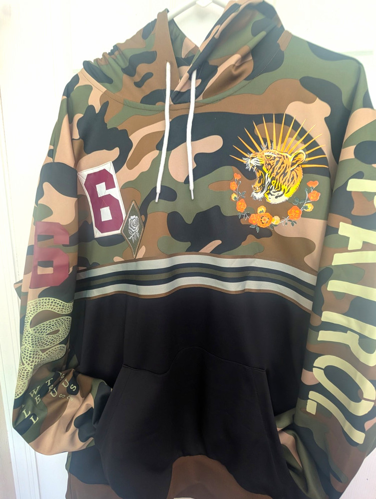 Reason Camo Tiger Graphic Pullover Hoodie Drawstring Pockets 3XL Big & Tall