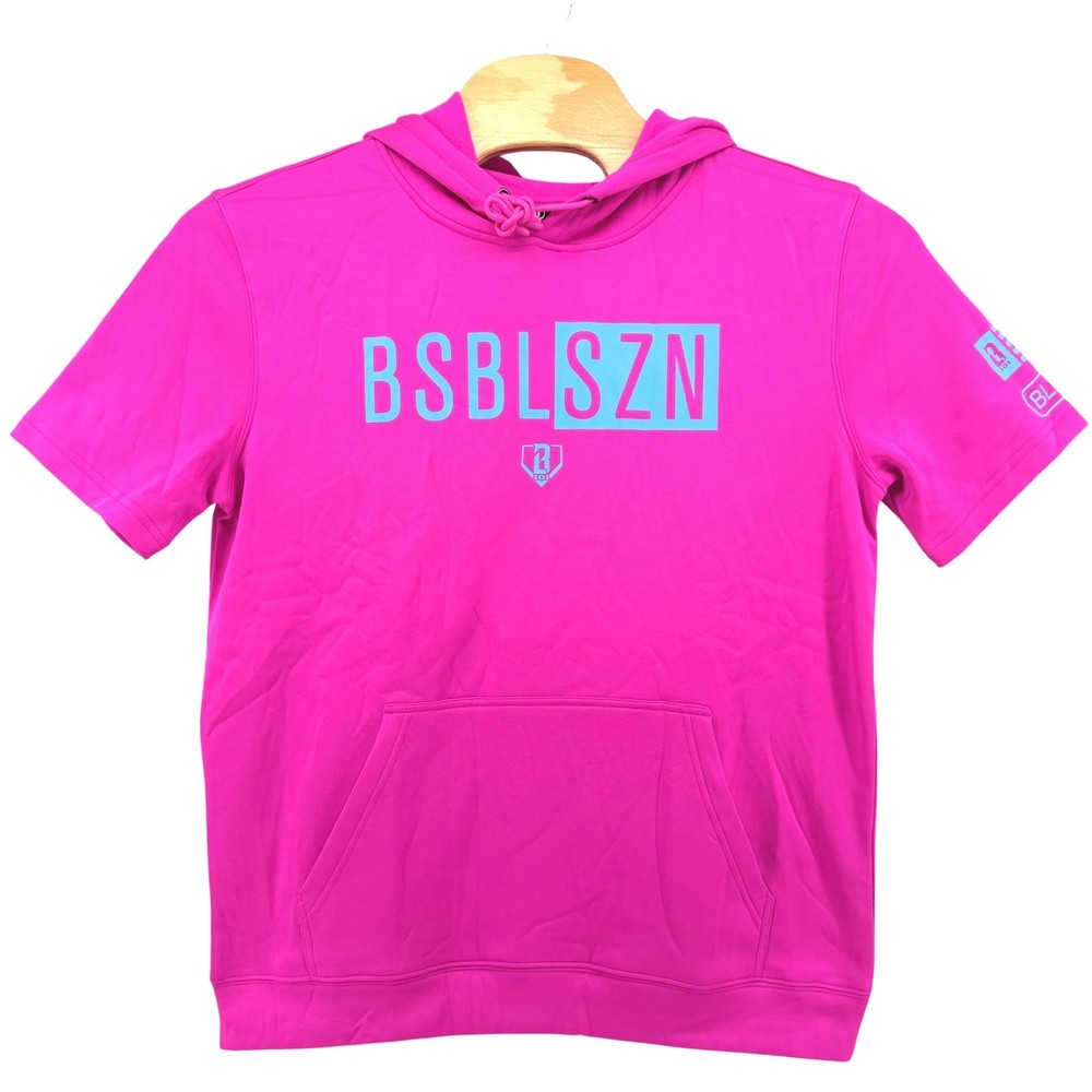 Baseball Lifestyle 101 BSBL-SZN V2 M Short Sleeve Hoodie Cotton Candy Pink NEW