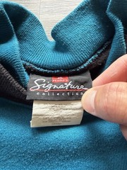 Vintage 90s Hanes Two Tone Blue Black Color Block Pullover Sweatshirt Size L