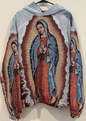 One-Of-A-Kind Handmade Our Lady Of Guadalupe Woven Tapestry Hoodie Size Large