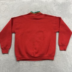 Vtg India Ink Pullover Sweatshirt Unisex OS Red USA Made Bear XMas Handpaint 90